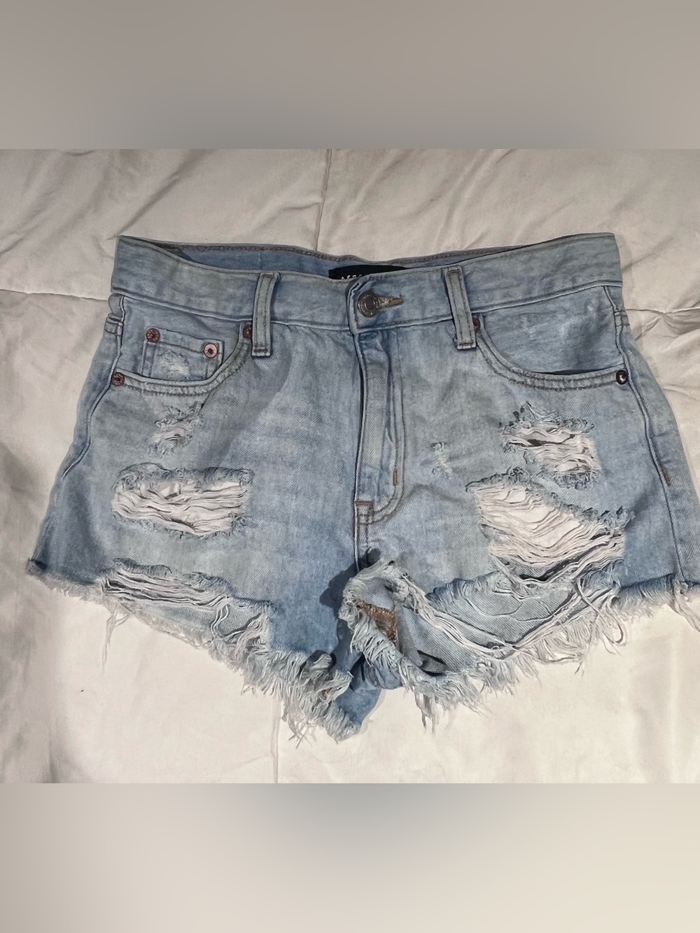 Aeropostale Light Blue Distressed Denim Shorty Shorts Size 2
